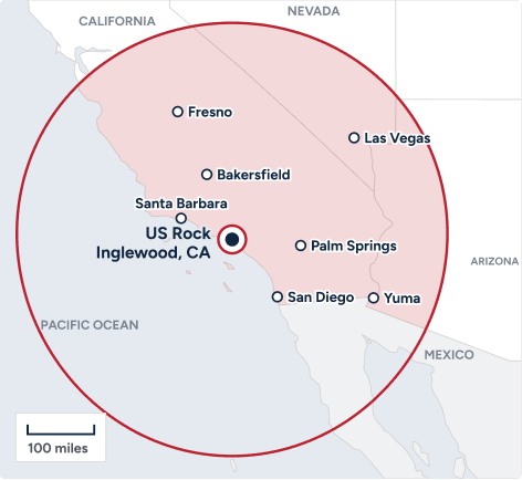 Map showing 325 delivery radius